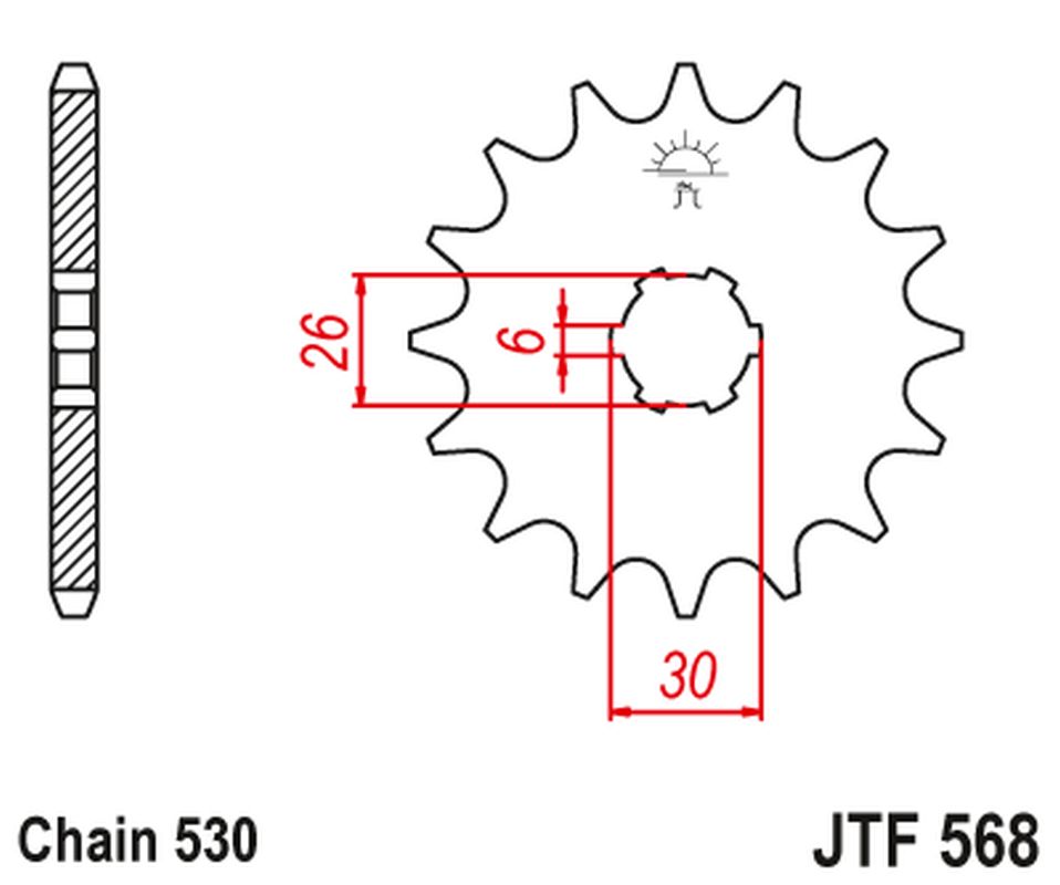 JT řetězové kolo přední 568 16 YAMAHA XS 650 75-81, XS650 SE 78-83 (56816JT) (řetěz 530)