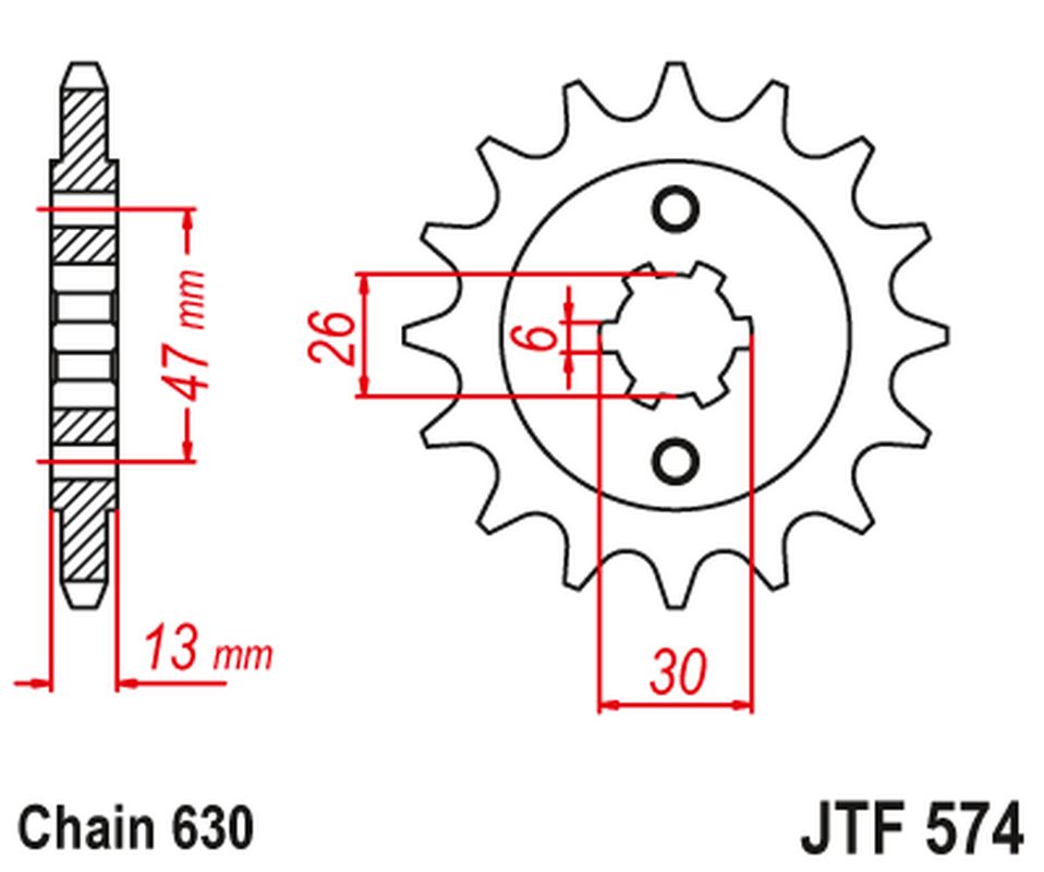 JT řetězové kolo přední 574 16 YAMAHA XV 1000 81-82, TR1 81-85 (57416JT) (řetěz 630)