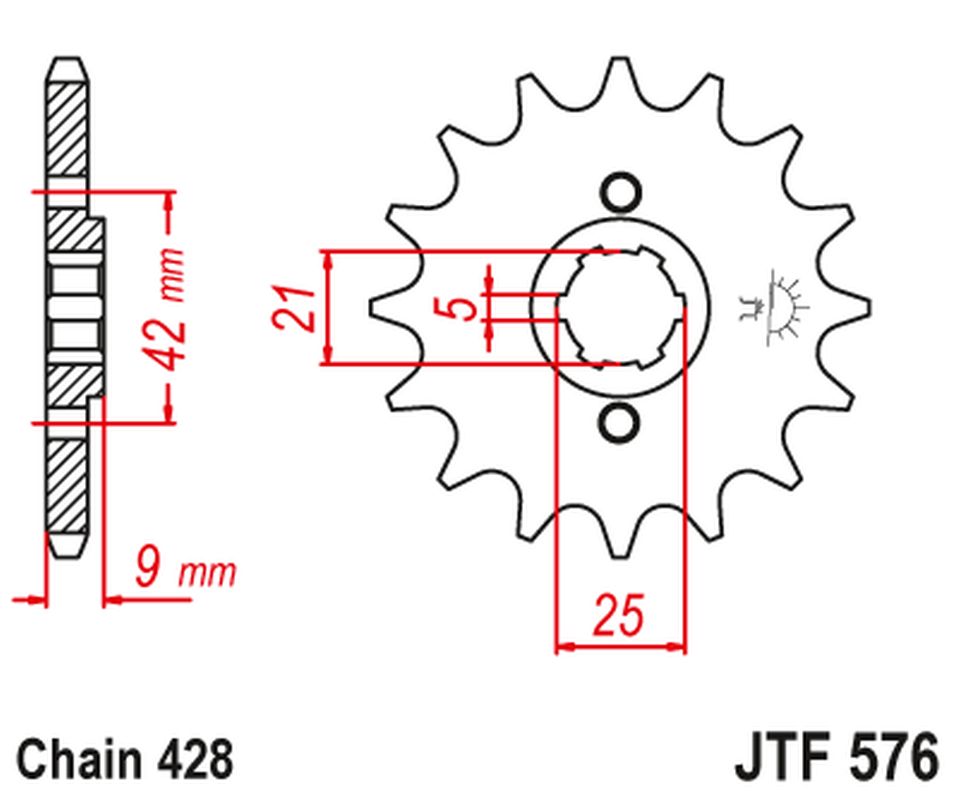 JT řetězové kolo přední 576 19 YAMAHA XT 350 '85-00' (57619JT)