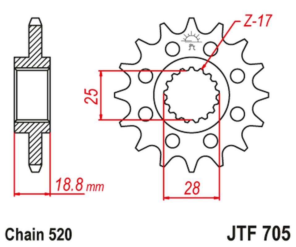 JT řetězové kolo přední 2098 16 APRILIA 1000 RSV 98-09 (209816JT) (řetěz 520)