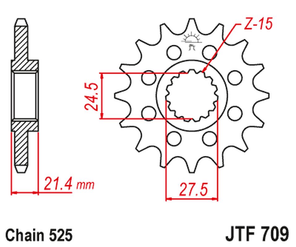 JT ozubené kolo 2150 16 s gumou (215016JTRB) (JTF709.16RB)