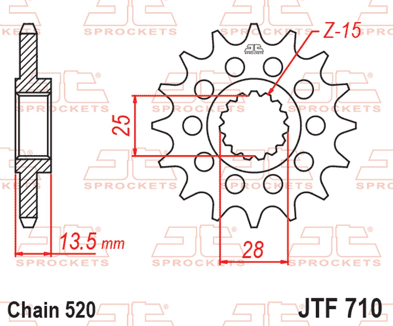 JT front sprocket 2344 16 APRILIA TUAREG 660 '21-'24, CAGIVA SXT / ELEPHANT 125 '83-'88 (234416JT) (chain 520)