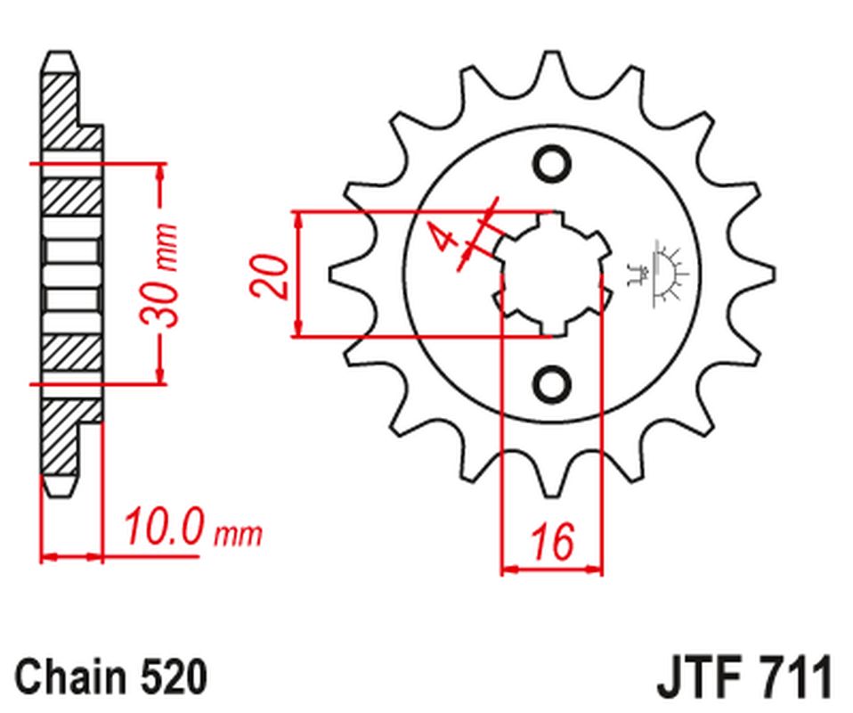 JT řetězové kolo přední 720 12 CAGIVA 125 W8/FRECCIA/PLANET/MITO/RAPROR 85-10 (72012JT) (řetěz520)