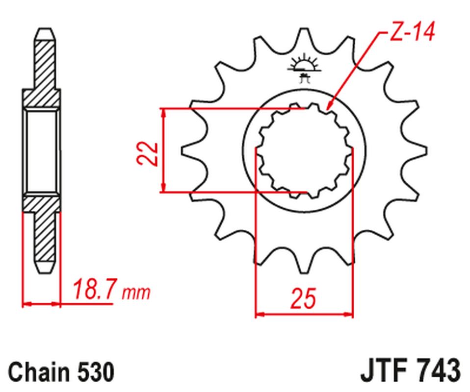 JT ozubené kolo 2254 14 (225414JT) (JTF743.14)
