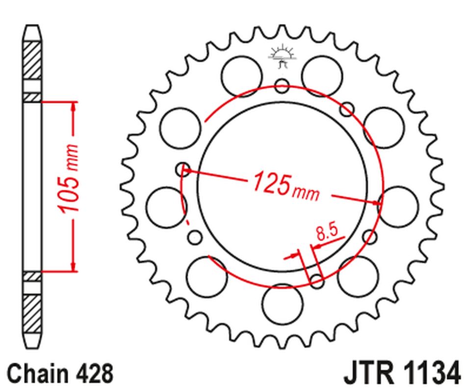JT rozeta 4413 50 YAMAHA XT 125X/SM 05-09 (441350JT) (řetěz 428) - nahrazuje JTR1134.50ZBK