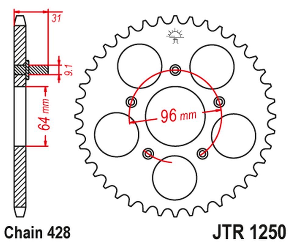 JT sprocket JTR1250 48 HONDA NX 125 '89-90' (JTR1250.48)