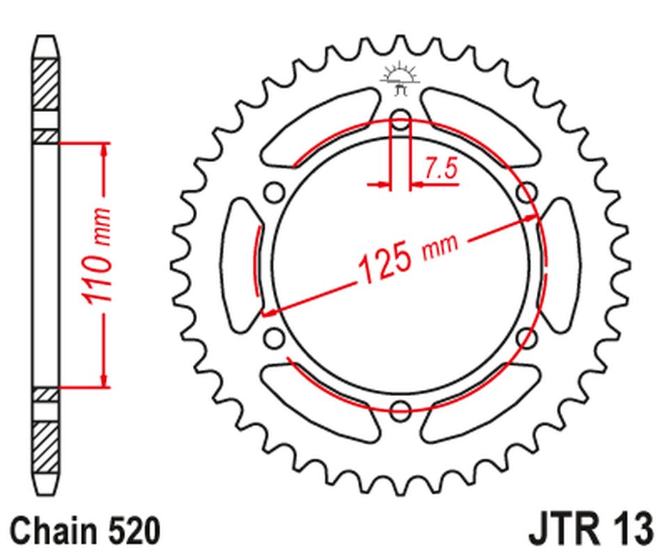 JT rozeta 1514 41 CAGIVA 125 FRECCIA 88-89, BLUES 87-95 (151441JT) (řetěz 520)