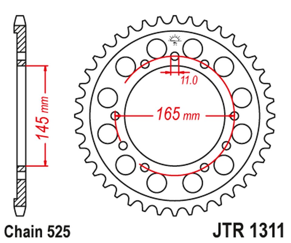 JT rear sprocket 4367 45 HONDA NTV 650 BRO'S 88-91, NT/NTV/VFR 400 87-91 (436745JT)