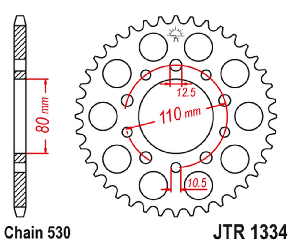 JT rozeta 334 47 HONDA CB 750F 80-82 (33447JT) (řetěz 530)