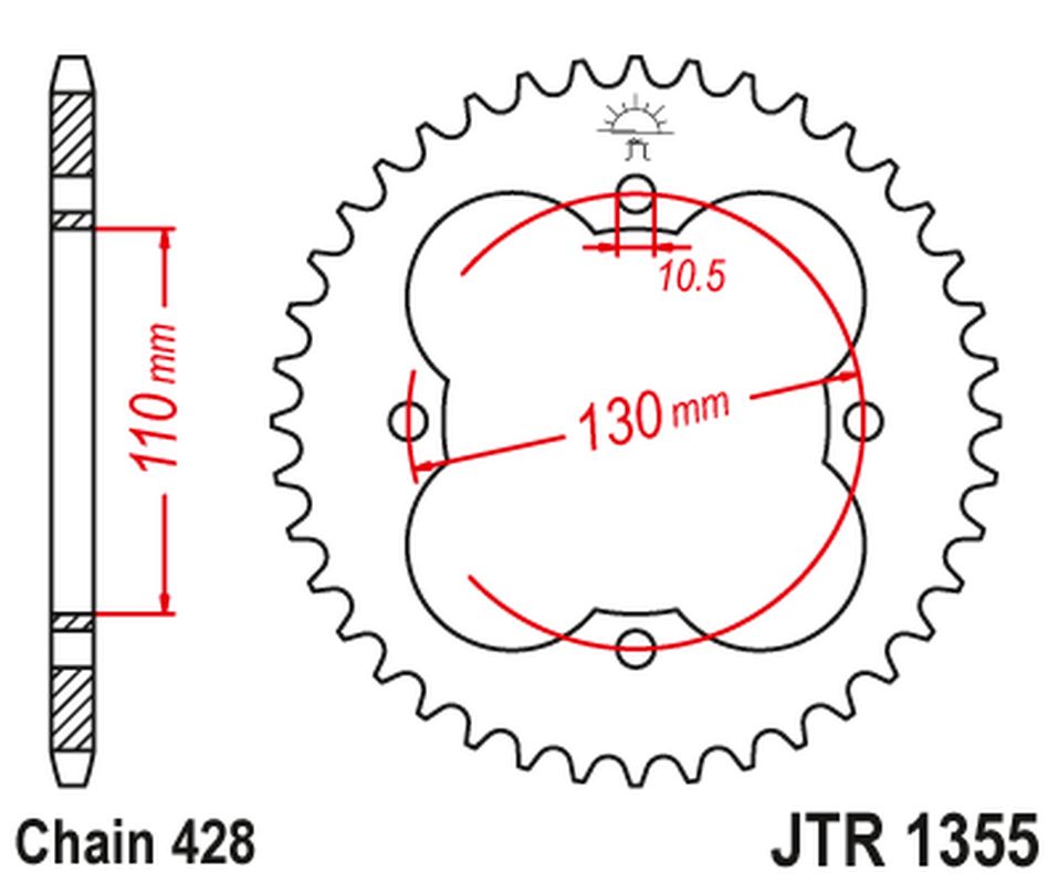 Levně JT rozeta 4355 48 HONDA TRX 90 93-19, TRX 125 87-88 (435548JT) (řetěz428) (JT rozeta 4355 48 HONDA TRX 90 93-19, TRX 125 87-88 (435548JT) (řetěz428))