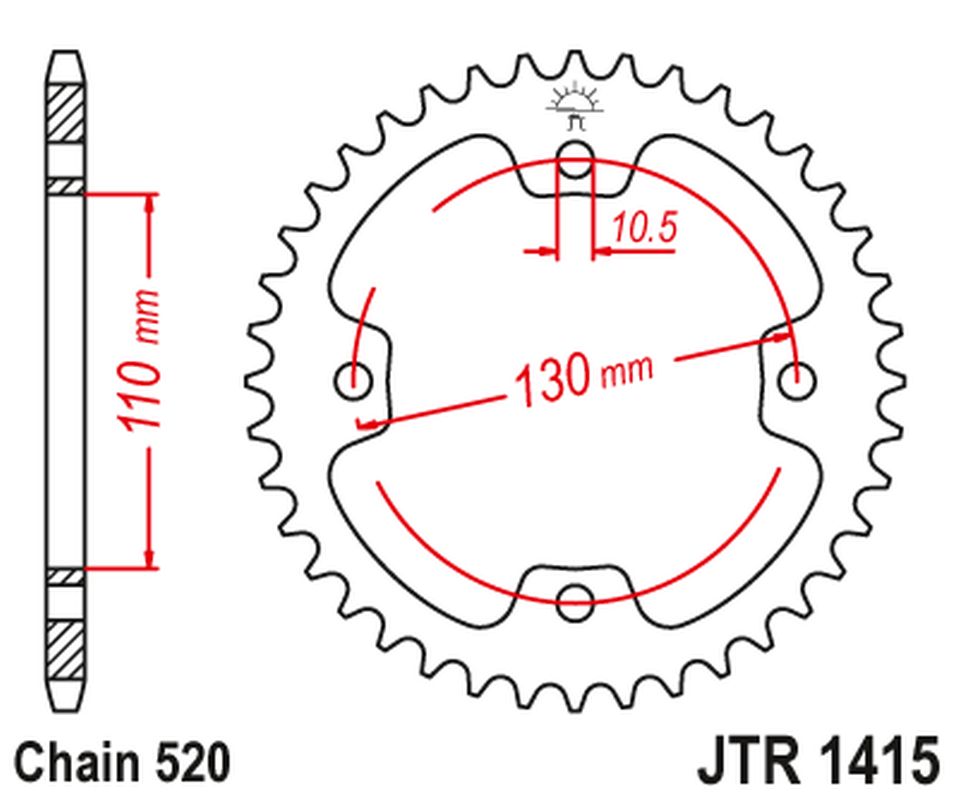 JT rozeta zadní 4303 38 KAWASAKI KSF 450 (KFX 450) 08-14 (ATV) (430338JT)
