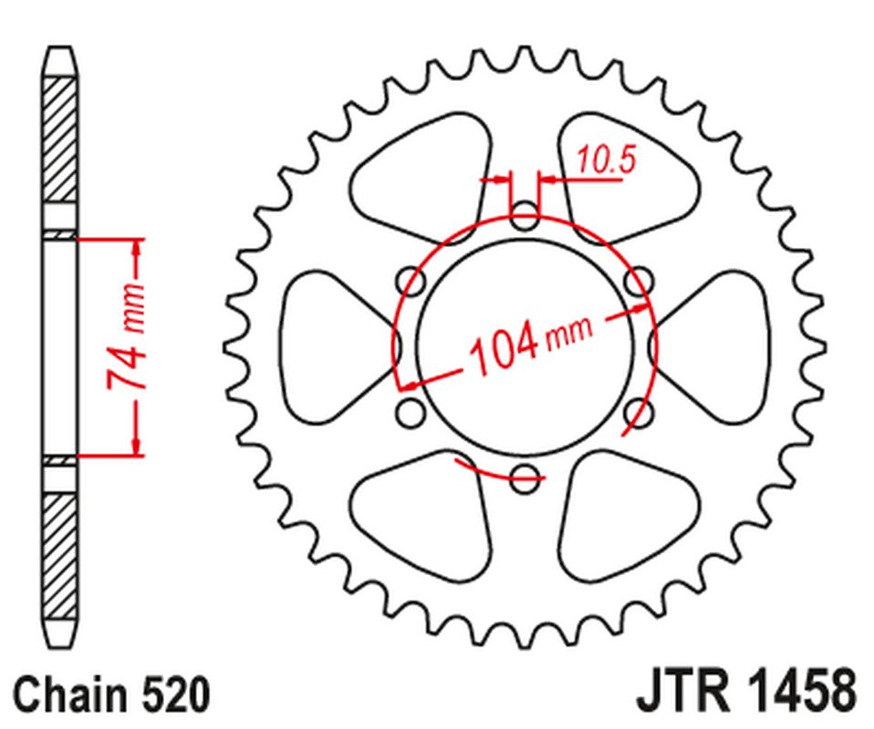JT rozeta 475 40 KAWASAKI KL 250 77-78, KE 250 77-79 (47540JT) (řetěz520)
