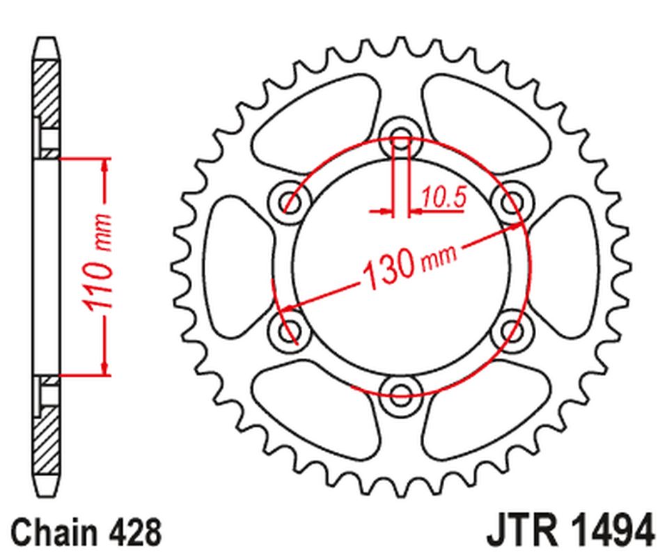 JT rozeta 1494 56 KAWASAKI NINJA 125/Z 125 19 (JTR1494.56)* (řetěz 428)