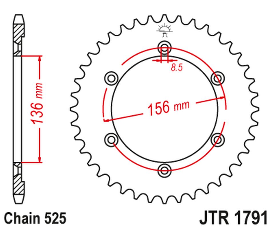 JT rozeta 4365 42 SUZUKI DR 650 SE 96-12 (436542JT) (řetěz 525)