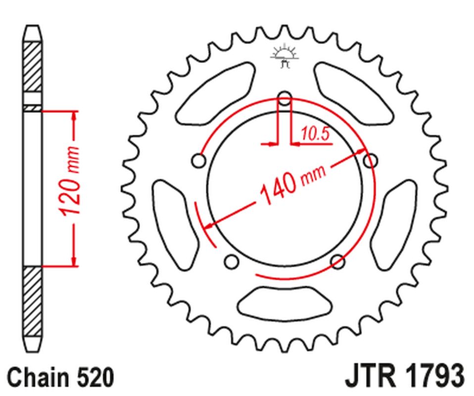 JT rozeta 4397 42 TRIUMPH 865 BONEVILLE/THRUXTON 15-16, SCRAMBLER 16-17 (439742JT) (řetěz 520)