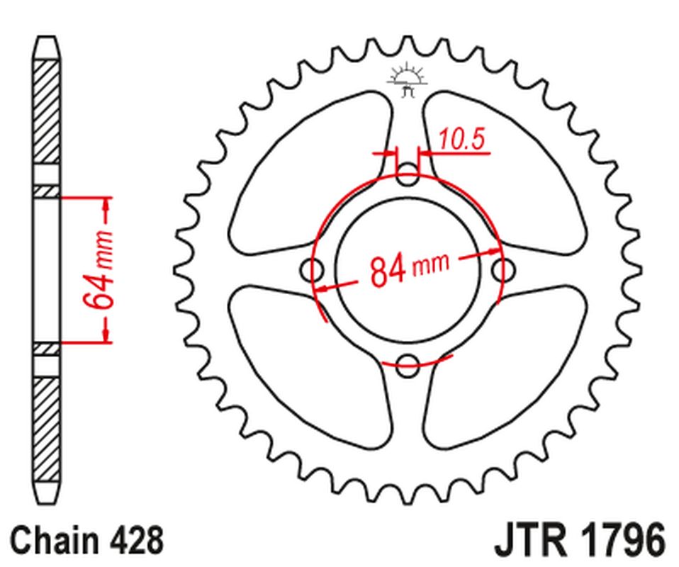 JT rozeta 4467 51 SUZUKI RV 125 VAN VAN 03-16 (446751JT) (řetěz520)