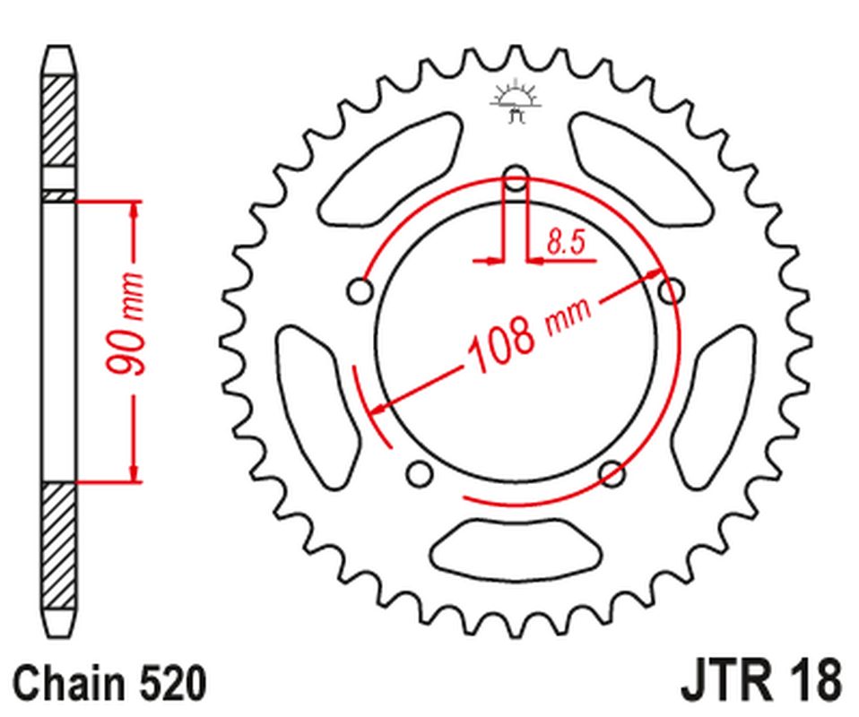 JT rozeta 1515 43 MUZ 660 SCORPION 95-02, APRILIA 125 TUAREG 87 (151543JT) (řetěz520)