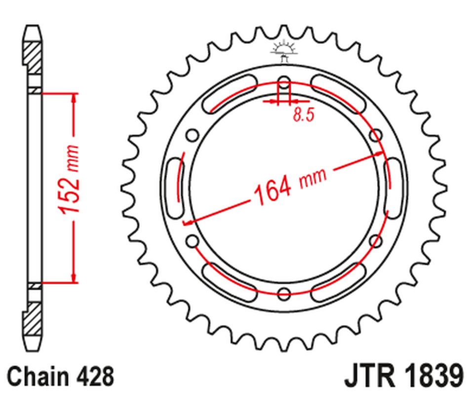 JT zadní řetězové kolečko 841 56 YAMAHA SR 400 (2RD) '91-00', SR 500 '91-00' (84156JT) (řetěz 428)