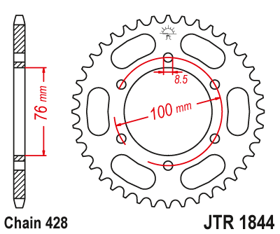 JT rozeta 4513 52 YAMAHA YZF 125R 19-22, MT 125 15-23 (+4) (451352JT)* (řetěz 428)