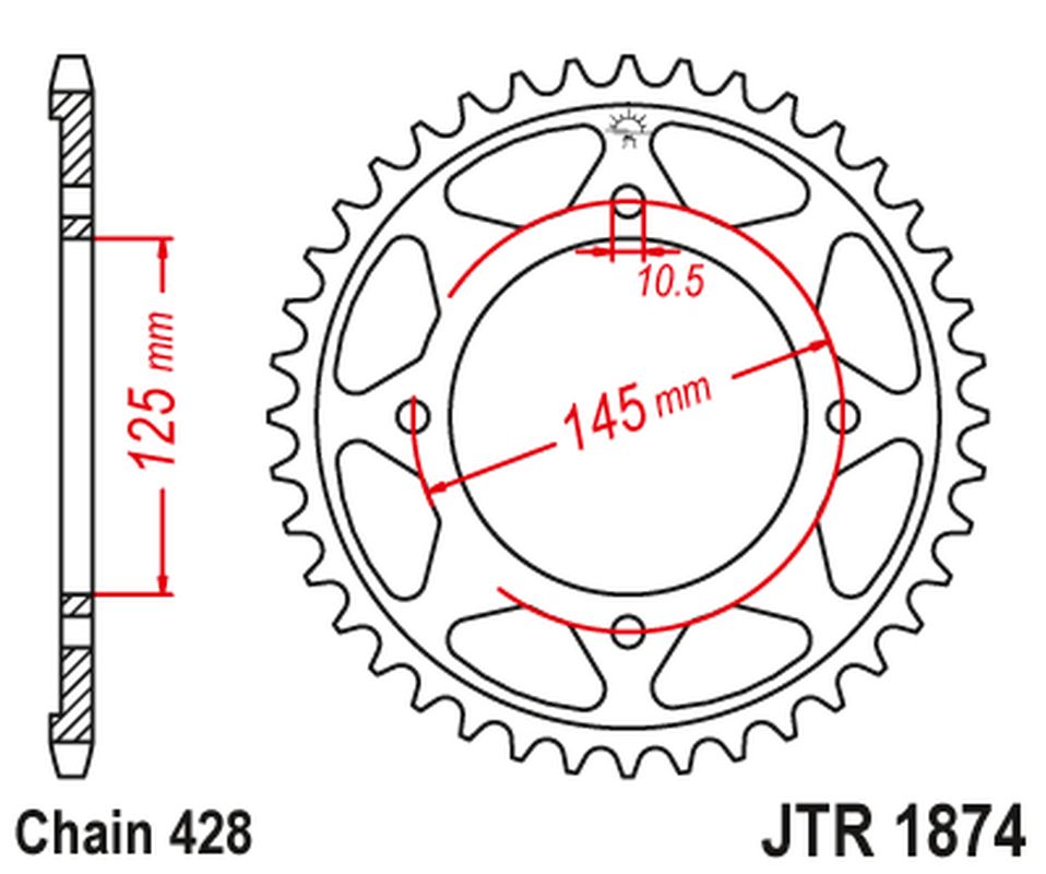 JT zadní řetězové kolečko 4482 56 YAMAHA XVS 125 DRAG STAR '00-04, XVS 250 DRAG STAR '01-04' (448256JT) (řetěz 428)