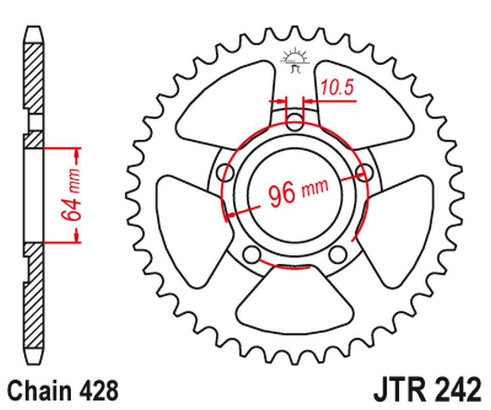 Levně JT rozeta 242 53 HONDA XL 125 R 82-87 (24253JT) (řetěz 428) (JT rozeta 242 53 HONDA XL 125 R 82-87 (24253JT) (řetěz 428))