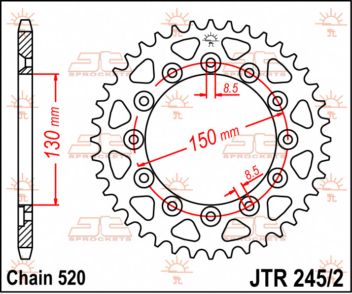 JT řetězové kolo zadní 245 41 HONDA XL 600 LM '85-'88 (24541JT) (ŘETĚZ 520)
