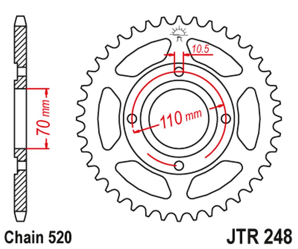 JT rozeta 281 44 HONDA CB 250 RSA 80-83 (28144JT) (řetěz520)