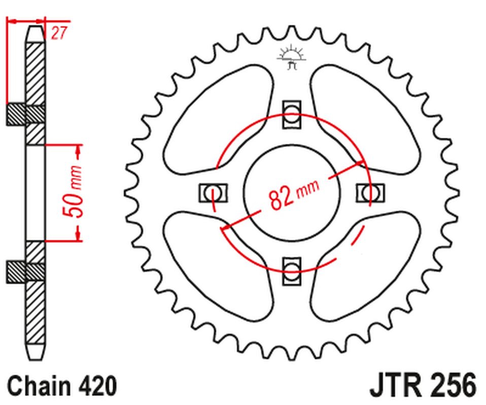 JT rozeta 261 36 HONDA ATC/TRX 70 82-87 XL/XR 75/80 74-84 (26136JT) (řetěz420)