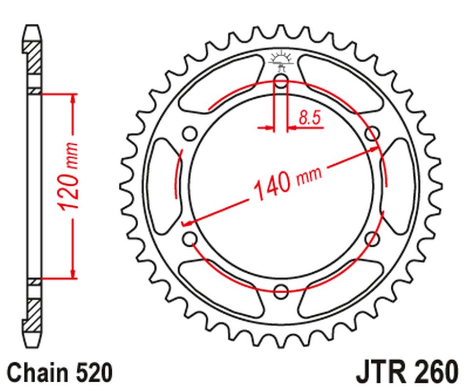 JT zadní řetězové kolečko 260 40 HONDA XL250 R '84-87' (ND11) (26040JT)