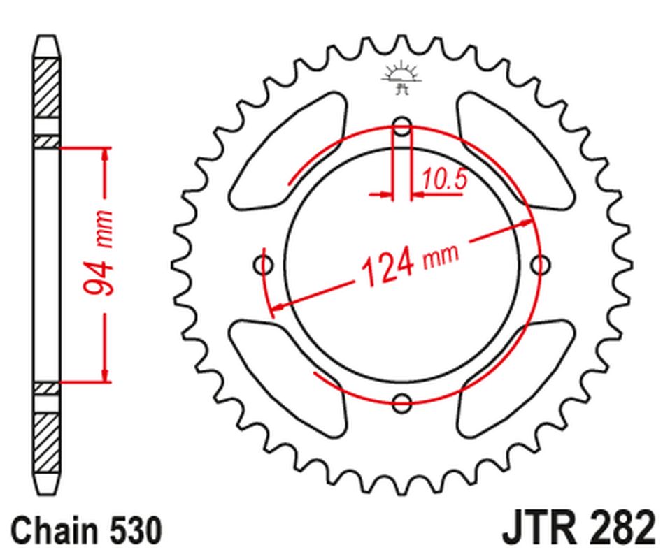 Levně JT rozeta 282 36 HONDA CB 500F/K 78-80 (28236JT) (řetěz 530) (JT rozeta 282 36 HONDA CB 500F/K 78-80 (28236JT) (řetěz 530))