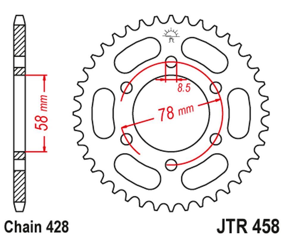 Levně JT rozeta 826 36 KAWASAKI KH 100 93-94, KH 125 83-94 (6 OTWOTÓW) (82636JT) (řetěz428) (JT rozeta 826 36 KAWASAKI KH 100 93-94, KH 125 83-94 (6)