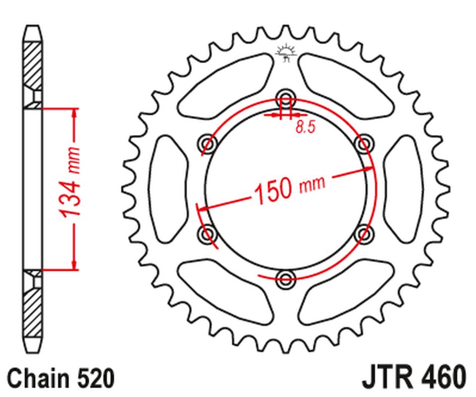 JT rozeta 489 47 KAWASAKI KX/KXF `84-24 (48947JT) (řetěz 520)