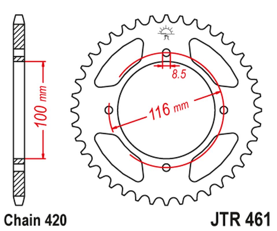 JT rozeta 467 48 KAWASAKI KX 80/85 86-17 (46748JT) (řetěz 420)