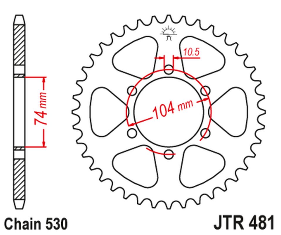 JT rozeta 481 45 KAWASAKI s 400/550 80-83, s 650 79, KH 500 72-75 (48145JT) (řetěz530)