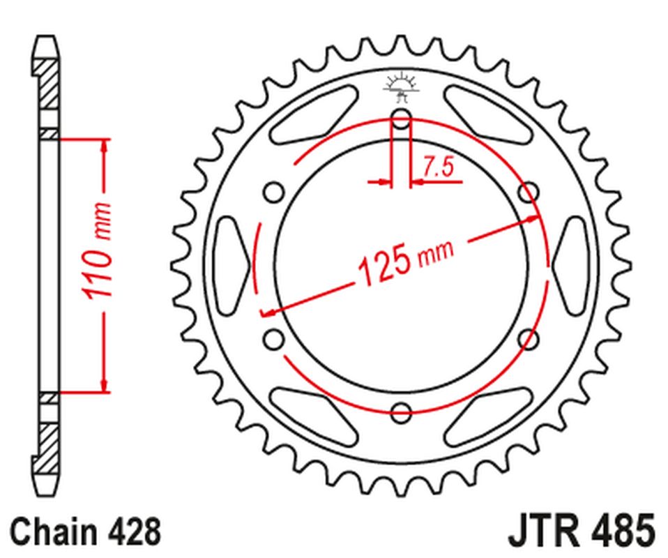 JT rozeta 485 46 GILERA 125 KK/KZ 06-89, 125 COUGAR 01 (48546JT) (řetěz428)