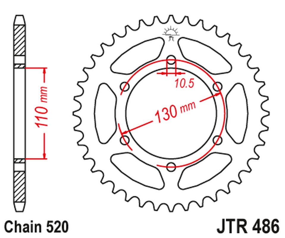 JT rozeta 504 47 KAWASAKI ZZR 250 (EX250)90-03 (50447JT) (řetěz 520) černá