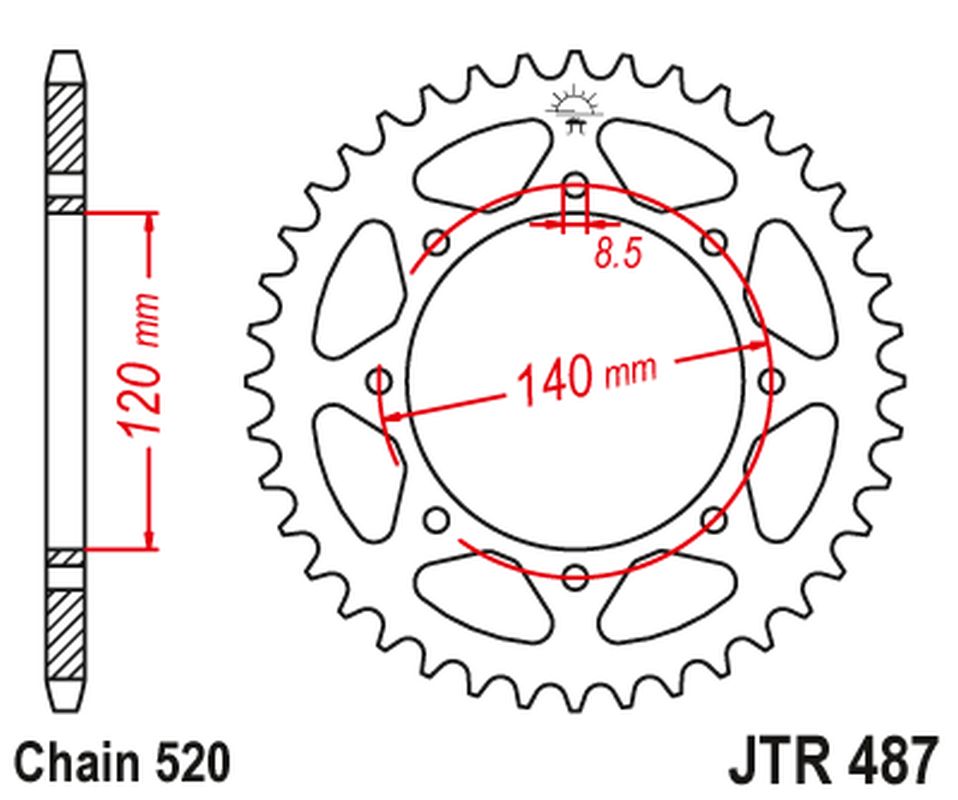 JT rozeta 491 47 KAWASAKI KLE 500 97-05 (+1) (49147JT) (řetěz 520)