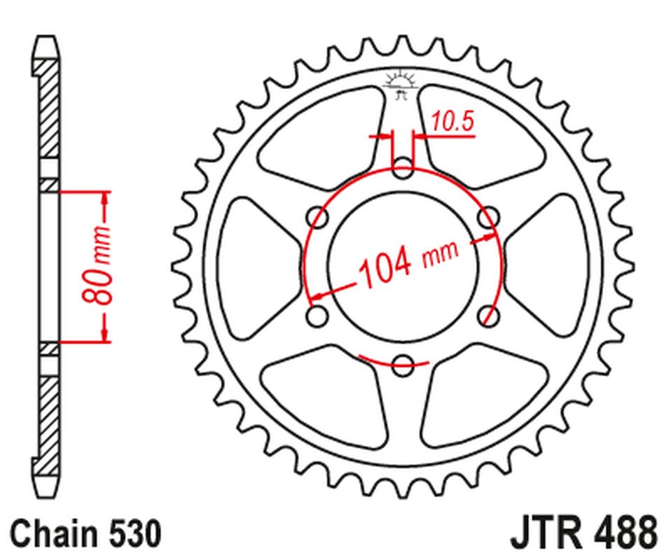 JT rozeta 488 45 KAWASAKI ZXR750 J 91-92 (48845JT) (řetěz 530)