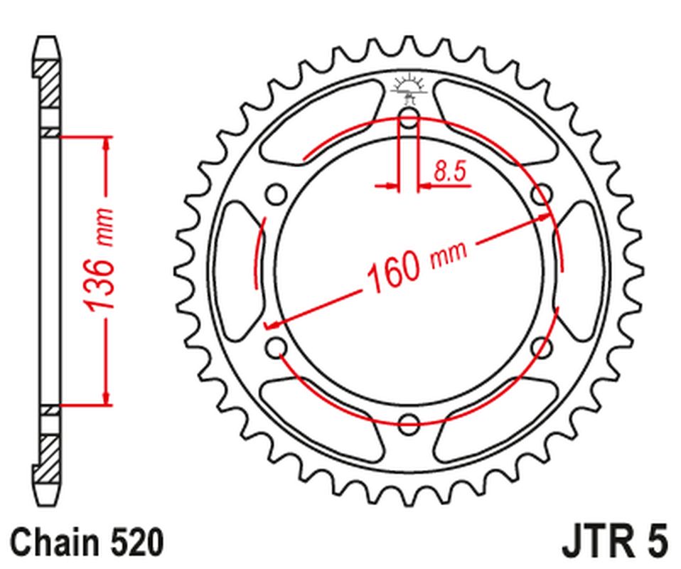 JT rozeta 3552 47 BMW F650 APRILIA PEGASO 650 92-04 355247JTZBK) (řetěz 520) barva černá
