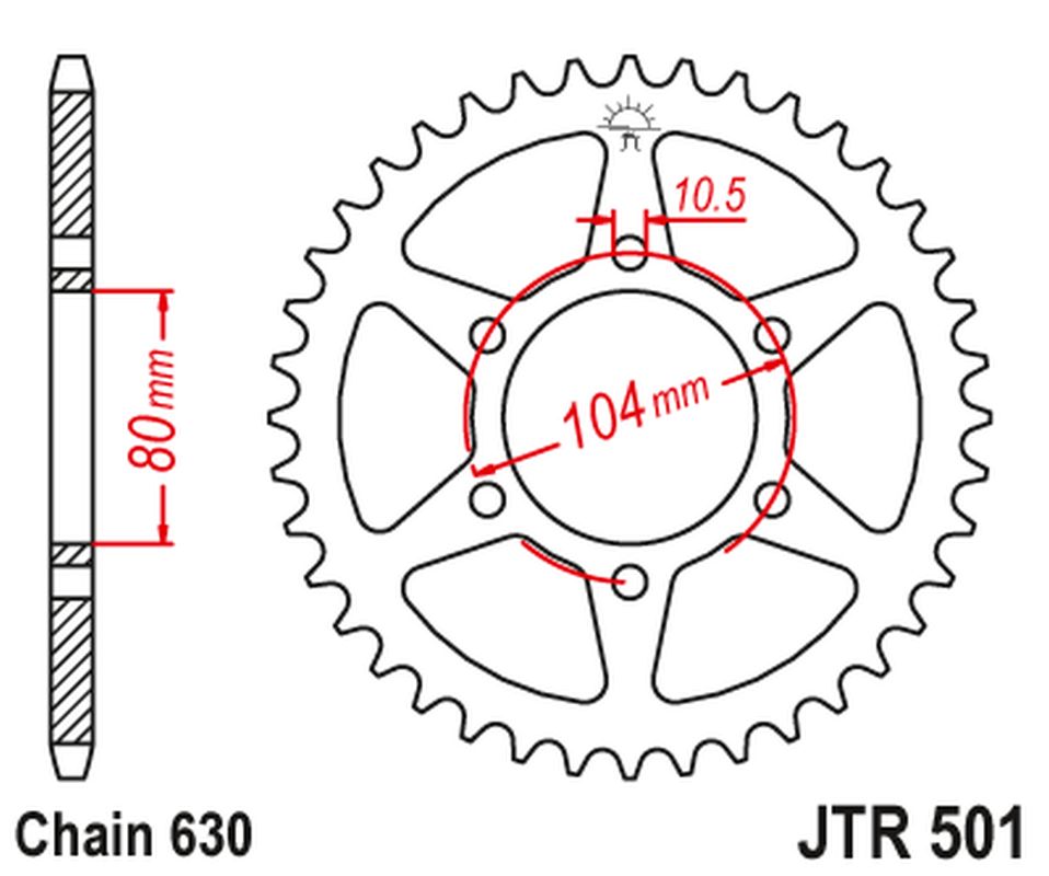 JT rozeta 501 40 KAWASAKI GPZ 1100(ZX1100B2) 82 (50140JT) (řetěz630)