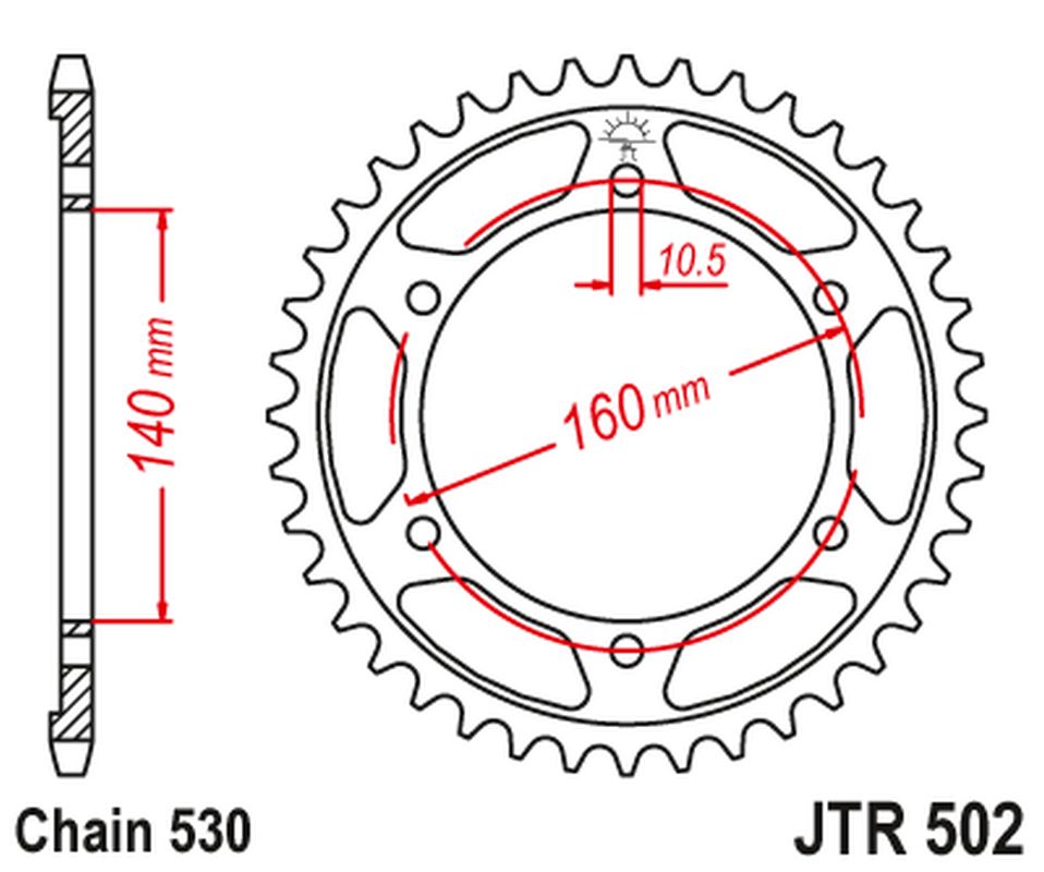 JT rozeta 502 44 KAWASAKI GPZ 750 84-88, GPZ 1100 95-98, ZZ-R 1100 90-01 (50244JT) (řetěz530)