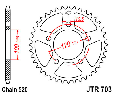 JT rozeta 703 41 CAGIVA TAMANACO 125 88-91 (70341JT) (řetěz 520) - nahrazuje 70340JT (JTR698.40)