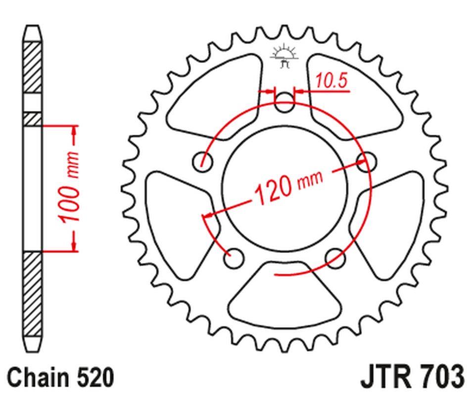 JT rozeta 4396 43 APRILIA RS / TUONO 660 21-24, TOUNO FACTORY 660 22, (439643JT) (řetěz 520) (cm306201)