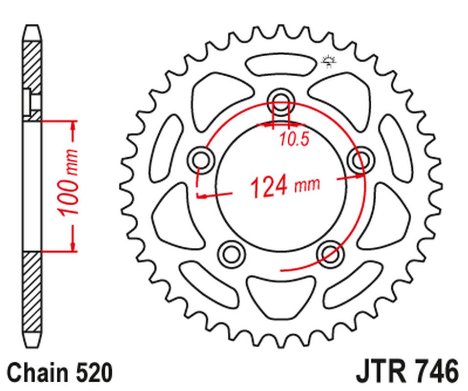JT rozeta 4444 46 DUCATI PANIGALE 899 14-15, SCRAMBLER 800 15-18 (-2) (444446JT), MONSTER 821 (řetěz520)
