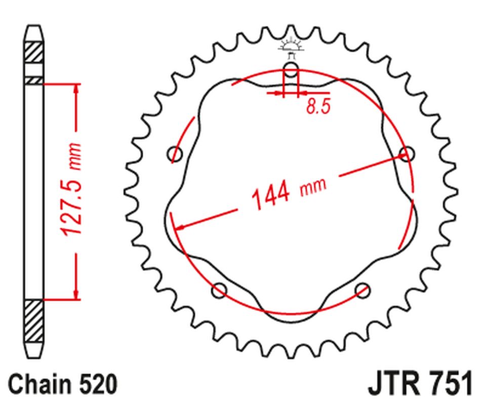 JT rozeta 4320M 38 DUCATI 950 HYPERMOTARD 19-20, 800 MONSTER 05-07, 748 BIPOSTO 95-03, (vyžaduje adaptér JTA750B) (4320M38JT) (řetěz 520)