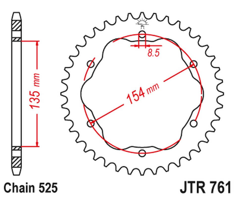 JT rozeta 4522 39 DUCATI MONSTER 1200/S 14-20, PANIGALE 1103 18, PANIGALE 1199/1299 12-19, DIAVEL 1198 11-18 (vyžaduje adaptér JTA760B nebo JTA770B) (452239JT) (řetěz 525)