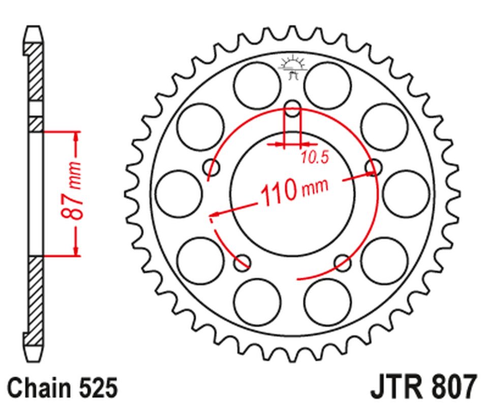 JT rozeta 828 45 SUZUKI GSF 650 BANDIT 07-15, GSX 650 08-16, GSF/GSX 400 BANDIT 90-92, SV 650 99-13 (82845JT) (řetěz 525) barva černá