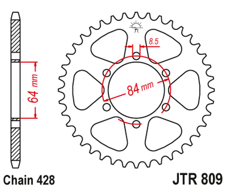 JT rozeta 809 47 SUZUKI TC 100 72-77, TS 100 73-75, DR 125 80-85, SP 125 82-83 (80947JT) (řetěz 428)