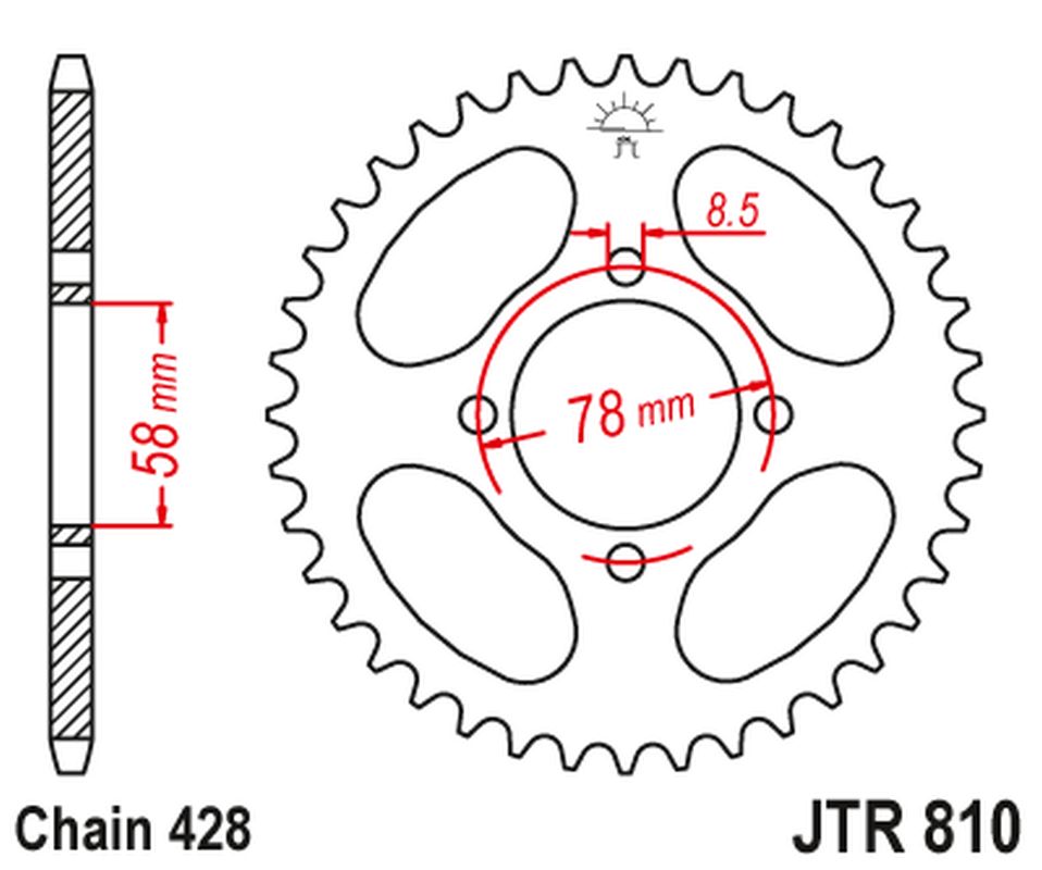 JT rozeta 810 49 SUZUKI RG 80 GAmmA 85-94 (81049JT) (řetěz 428)