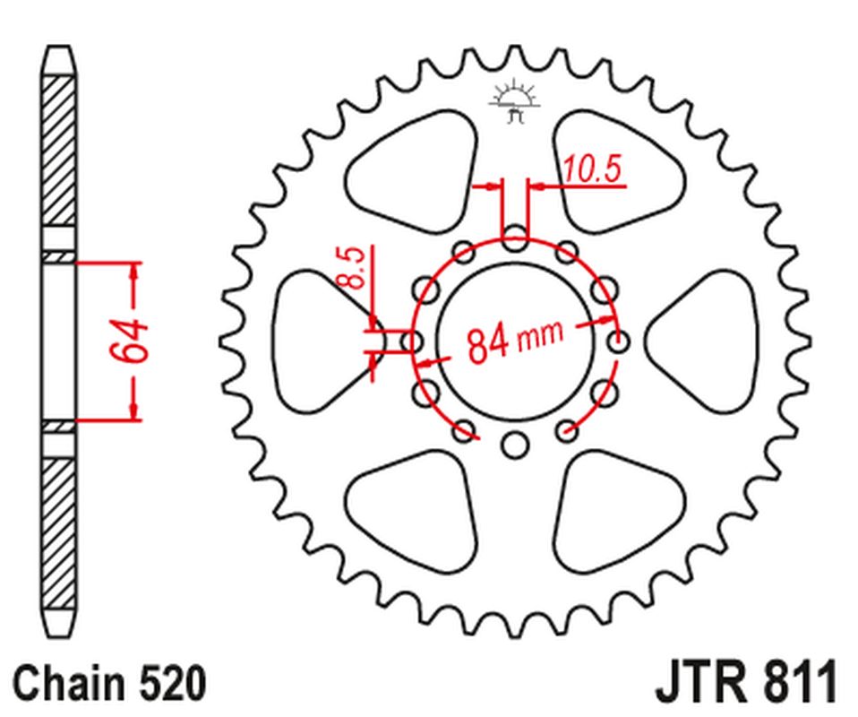 JT zadní řetězové kolečko 811 39 SUZUKI TC 125/185 '73-77, TS 185 '71-84 (81139JT)